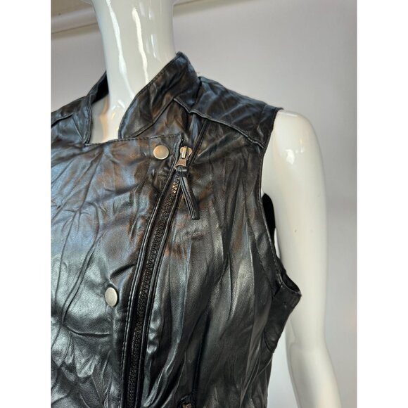 Miley Cyrus & Max Azria Black Faux Leather Vest XL - Picture 15 of 16
